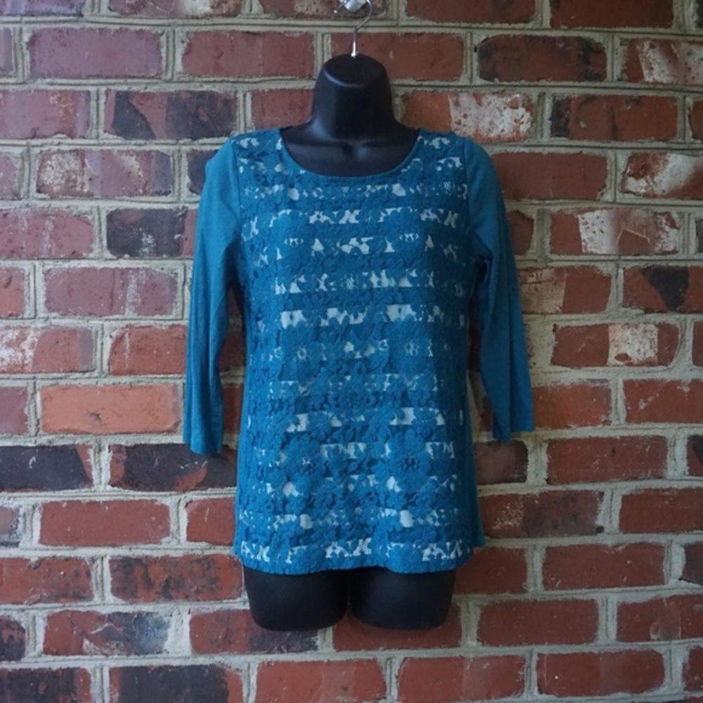 LOFT Blue Lace Blouse